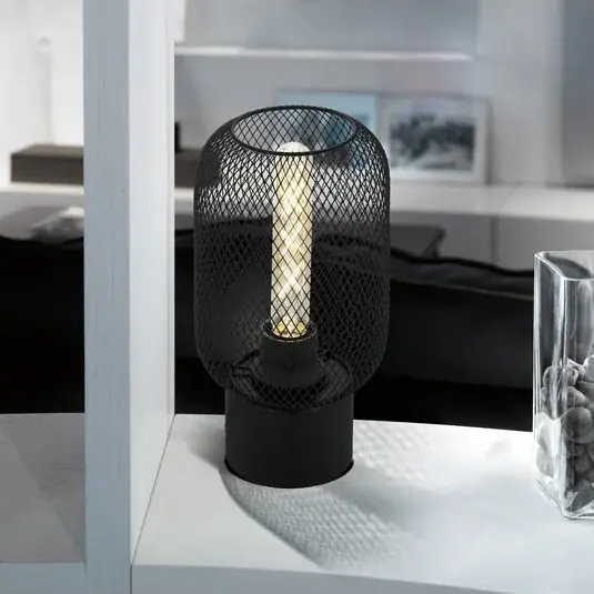 Stolní lampa Wrington, výška 28,5 cm, černá, ocel Sezónní Sleva