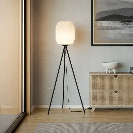Sleva Stojací lampa Belgrave, výška 141,5 cm, černá/bílá, kov