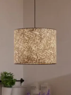 Akční Nabídka Závěsná lampa Butterburn, Ø 36 cm, béžová/zelená, látka