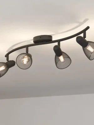 Akční Nabídka Stropní bodové svítidlo Corvigno, délka 64 cm, černé, 4 světla, ocel