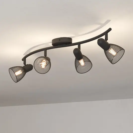 Akční Nabídka Stropní bodové svítidlo Corvigno, délka 64 cm, černé, 4 světla, ocel