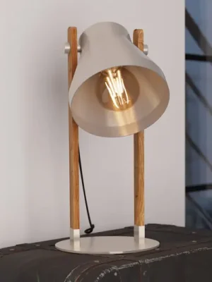 Stolní lampa Cawton, výška 38 cm, ocel/hnědá, ocel/dřevo Nakupujte Hned