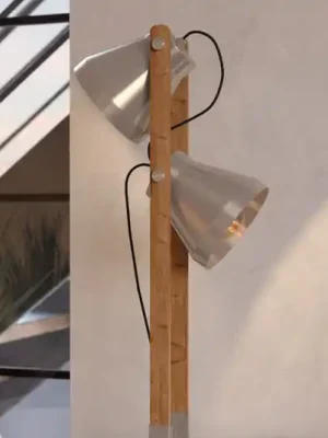 Hit Sezóny Stojací lampa Cawton, výška 134,5 cm, ocel/hnědá barva, 2 světla z oceli