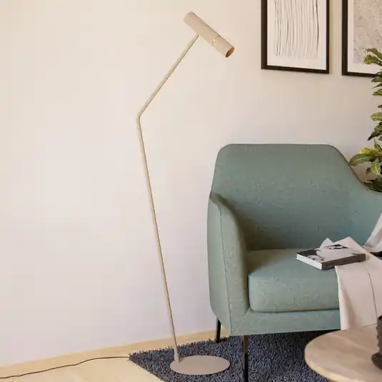 Stojací lampa Caminia LED, výška 158,5 cm, písková barva, ocel Výhodná Nabídka