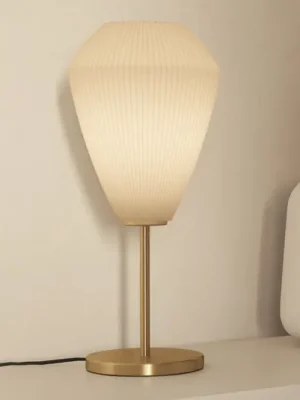 Stolní lampa Caprarola, výška 46 cm, písková barva/mosaz, sklo Autentický