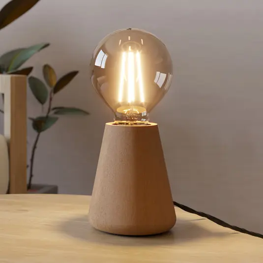 Stolní lampa Asby, světlé dřevo, výška 10 cm, dřevo Cenová Bomba