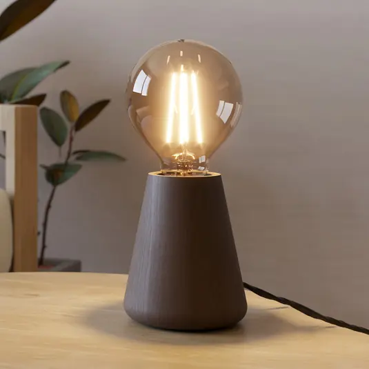 Finální Výprodej Stolní lampa Asby, tmavé dřevo, výška 10 cm, dřevo
