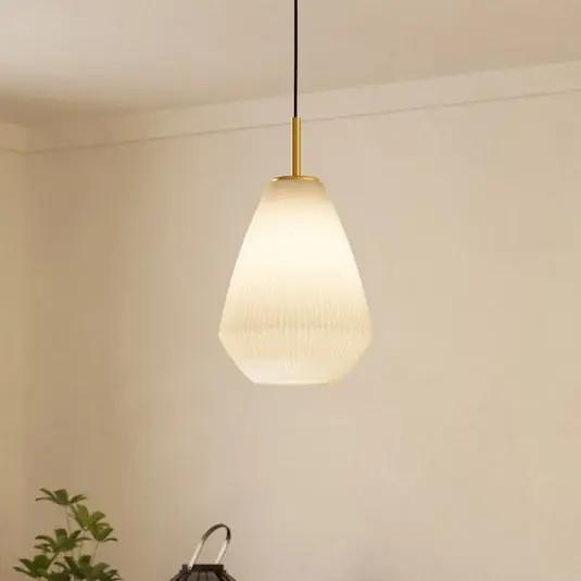 Nízká Cena Závěsná lampa Caprarola, Ø 20 cm, písková barva, sklo/kov