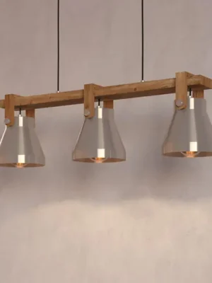 Výprodej Závěsná lampa Cawton, délka 76 cm, ocel/hnědá, 3 světla, ocel
