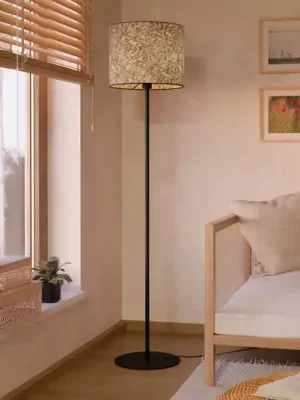 Stojací lampa Butterburn, výška 162 cm, béžová/zelená, kov/látka Rychlé Dodání