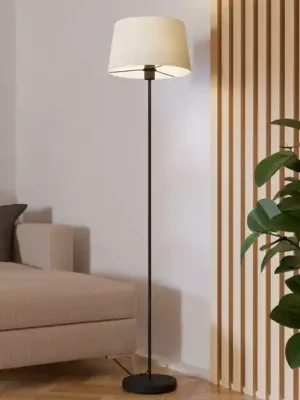 Stojací lampa Febres, výška 153 cm, černá/bílá, ocel/látka Rychlé Dodání
