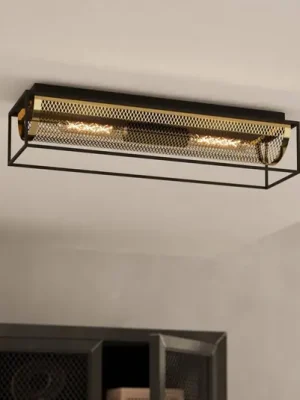 Stropní svítidlo Nohales, délka 64 cm, černá/mosaz, 2 světla. Odeslání Ihned