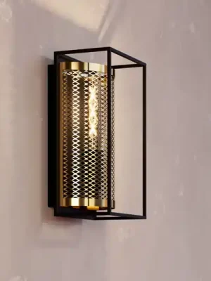 Nástěnné svítidlo Nohales, výška 32 cm, černá/mosazná barva Vrácení Zdarma