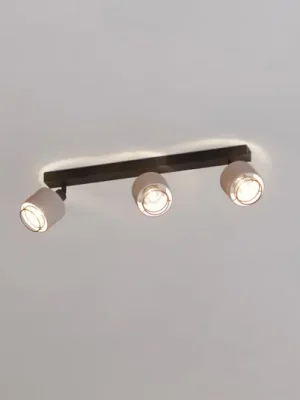Odeslání Ihned Stropní bodové svítidlo Rosley, délka 43 cm, černá/přírodní, 3 světla.