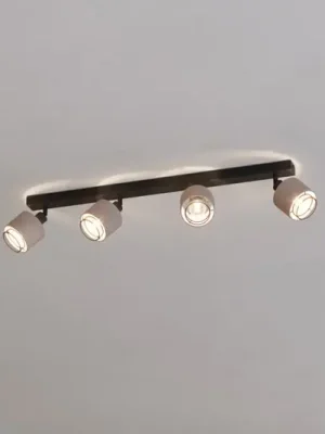 Značkový Stropní bodové svítidlo Rosley, délka 75 cm, černá/přírodní, 4 světla,
