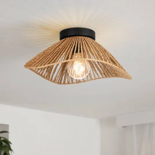 Tovární Cena Stropní světlo Lavister, Ø 39 cm, černá/přírodní, papír