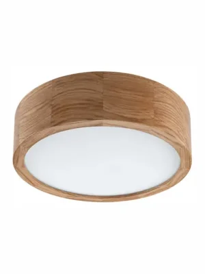 Stropní svítidlo Envostar Caspian, Ø 27 cm, IP54, dubové dřevo Výprodej