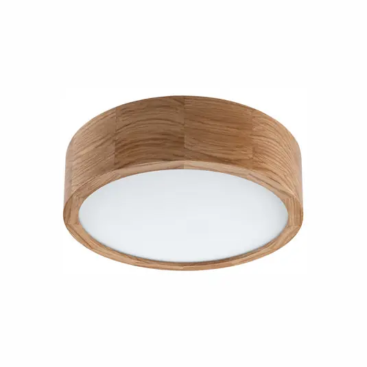 Stropní svítidlo Envostar Caspian, Ø 27 cm, IP54, dubové dřevo Výprodej