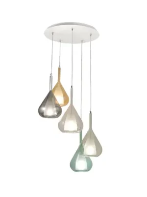Závěsná lampa fialová, 5 světel, kouřově šedá/jantarová/čirá/zelená/modrá Přímo Od Výrobce