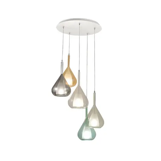 Závěsná lampa fialová, 5 světel, kouřově šedá/jantarová/čirá/zelená/modrá Přímo Od Výrobce