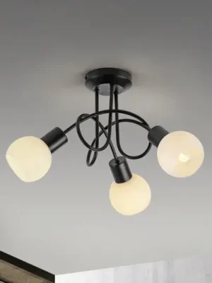 JUST LIGHT. Stropní svítidlo Loki, 3 světla, kulaté, černé, železo Omezená Nabídka