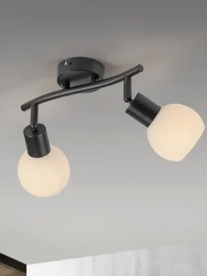 Jen Po Omezenou Doba JUST LIGHT. Stropní svítidlo Loki, 2 světla, černá, železo, sklo