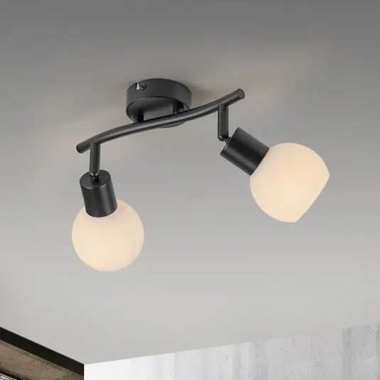 Jen Po Omezenou Doba JUST LIGHT. Stropní svítidlo Loki, 2 světla, černá, železo, sklo