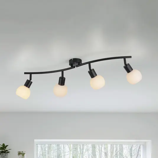 Dokud Zásoby Vydrží JUST LIGHT. Stropní svítidlo Loki, 4 světla, černá, železo, sklo