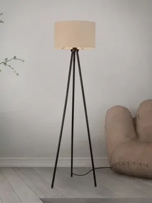Sleva JUST LIGHT. Stojací lampa Green Duro, textil, trojnožka, béžová barva