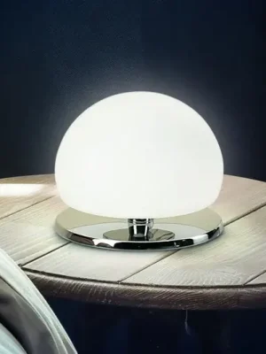 Stolní lampa Morgana, chromovaná / bílá, dotykový stmívač, 3 000 K Akční Nabídka