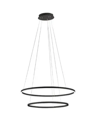 Časově Omezené Závěsné svítidlo Giotto LED, Ø 80 cm, 2 světla, černé