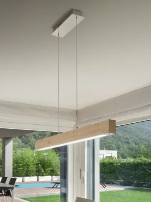 Závěsné svítidlo LED Badia, dotykový stmívač, dubové dřevo, délka 110 cm Jen Po Omezenou Doba