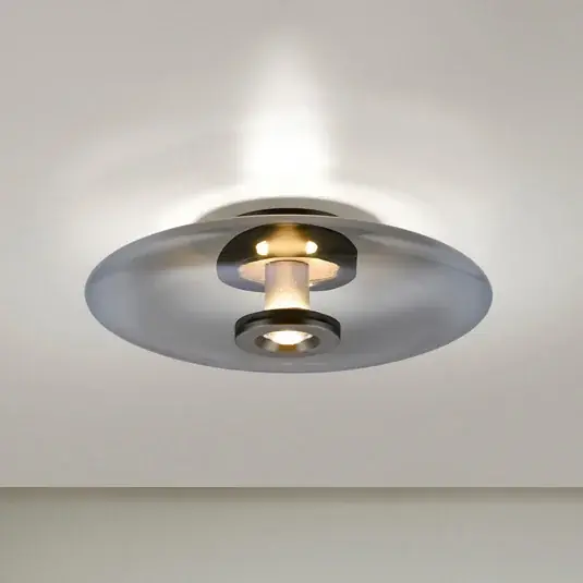 Přímo Od Výrobce LED stropní svítidlo PURE Vitrum, šedé, sklo/hliník, Ø 45 cm