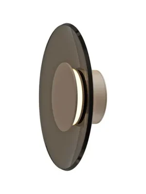 Novinka PURE LED nástěnné svítidlo Moon, bronz, Ø 32 cm, sklo/hliník