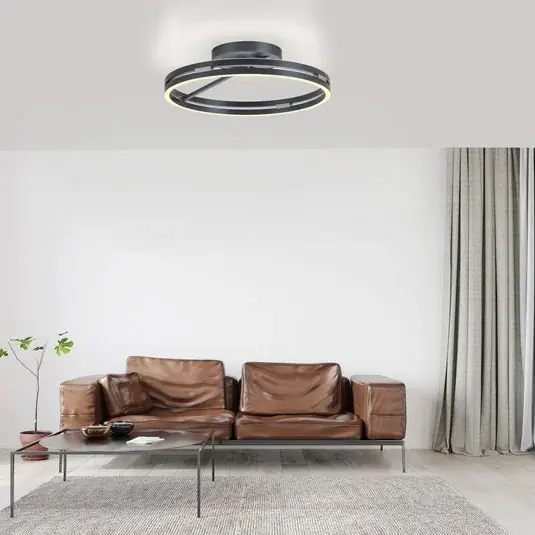 Časově Omezené PURE LED stropní svítidlo Loop, šedé, kov, Ø 60 cm, CCT