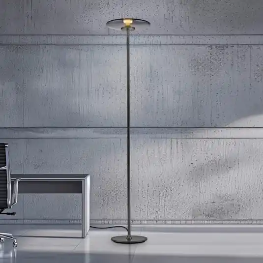 LED stojací lampa PURE Vitrum, šedá hliník/sklo, dotykový stmívač Tovární Cena