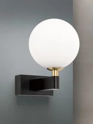 Nástěnné svítidlo Mara, černé, sklo, výška 17,5 cm, G9, IP44 Omezená Nabídka