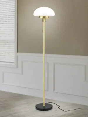 Značkový Stojací lampa Sparta, černá/mosaz, sklo, mramor, 148 cm