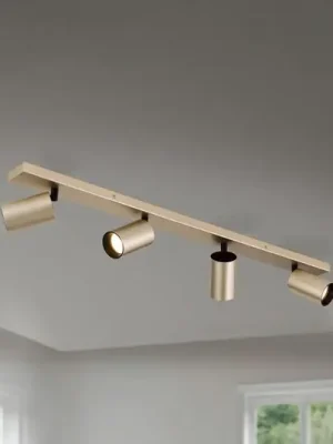 Levný Reflektor Sean, 4 světla, zlatá barva, kov, otočný
