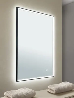 Zrcadlo LED v rámu, 70 x 90 cm, CCT, proti mlžení, stmívatelné Speciální Cena