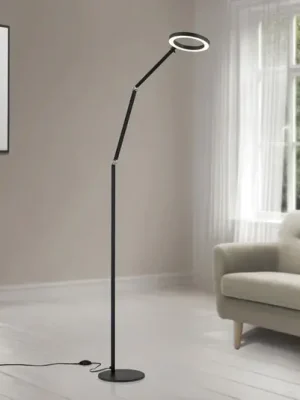 Cenový Hit Stojací lampa LED Ringo, černá, kovová, nastavitelná, stmívatelná