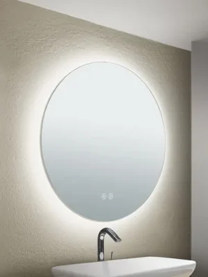 Zrcadlo LED Focus, Ø 45 cm, CCT, proti zamlžování, dotykový stmívač Nízká Cena