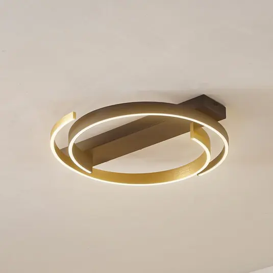 Speciální Cena Stropní svítidlo Lucande LED Natsuma, černá/zlatá, kov, Ø 50 cm