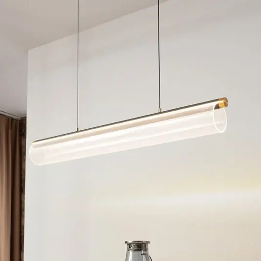 Přímo Od Výrobce Lucande LED závěsné světlo Alania, transparentní, kov, 86,5 cm