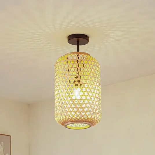 Akce Stropní svítidlo Lucande Jorick, 1 světlo, Ø 24,5 cm, bambus