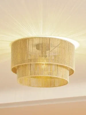 Akce Stropní svítidlo Lindby Anuva, béžová přírodní barva, papír, Ø 45 cm