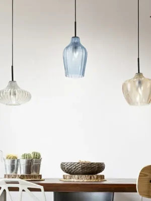 Závěsná lampa Olbia, lineární, 3 světla, jantarová/modrá/béžová, sklo Výhodná Nabídka