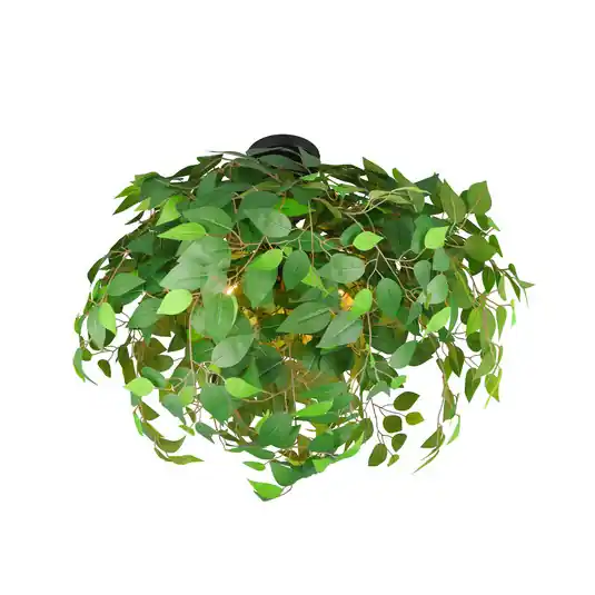 Stropní svítidlo Leavy, černá/zelená, Ø 70 cm, E14, 3 plameny Poslední Šance