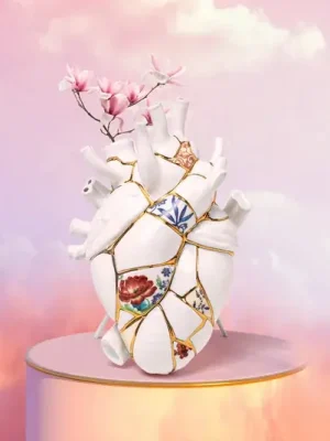 Nejprodávanější Váza SELETTI Love in Bloom Kintsugi, barevná, porcelán, zlatá barva