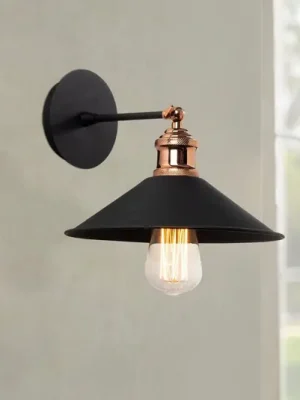 Nástěnné světlo Berceste N-663, černá/měď, železo, Ø 24 cm Značkový